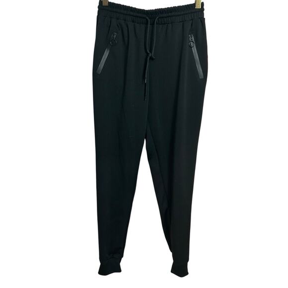 shosho Black Active Joggers Sz Small Stretch Activewear Pants Zippered Pockets - Picture 2 of 7